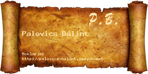 Palovics Bálint névjegykártya